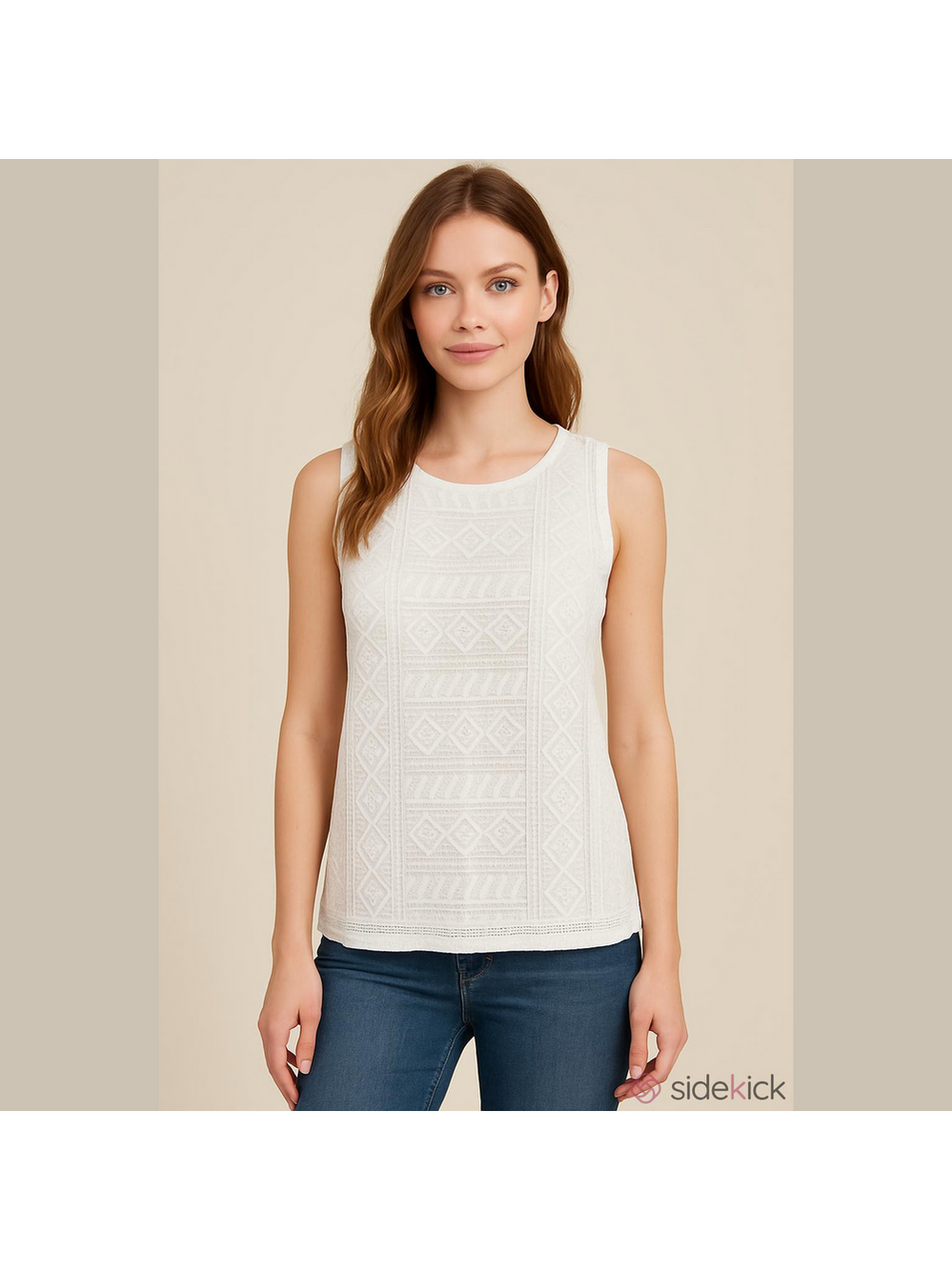 SALE.    White Sleeveless Lace Top